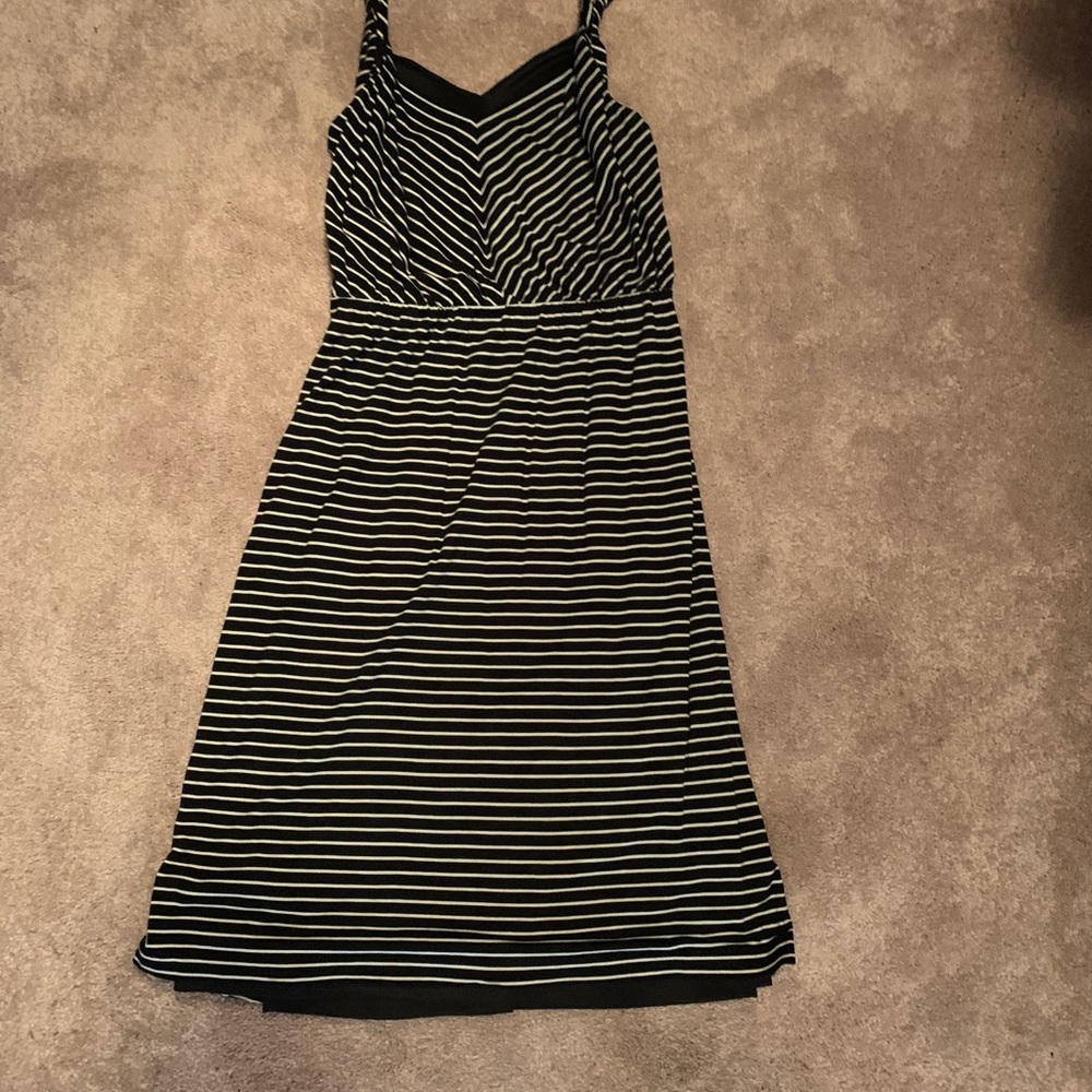 Loft black and white striped womens M dress